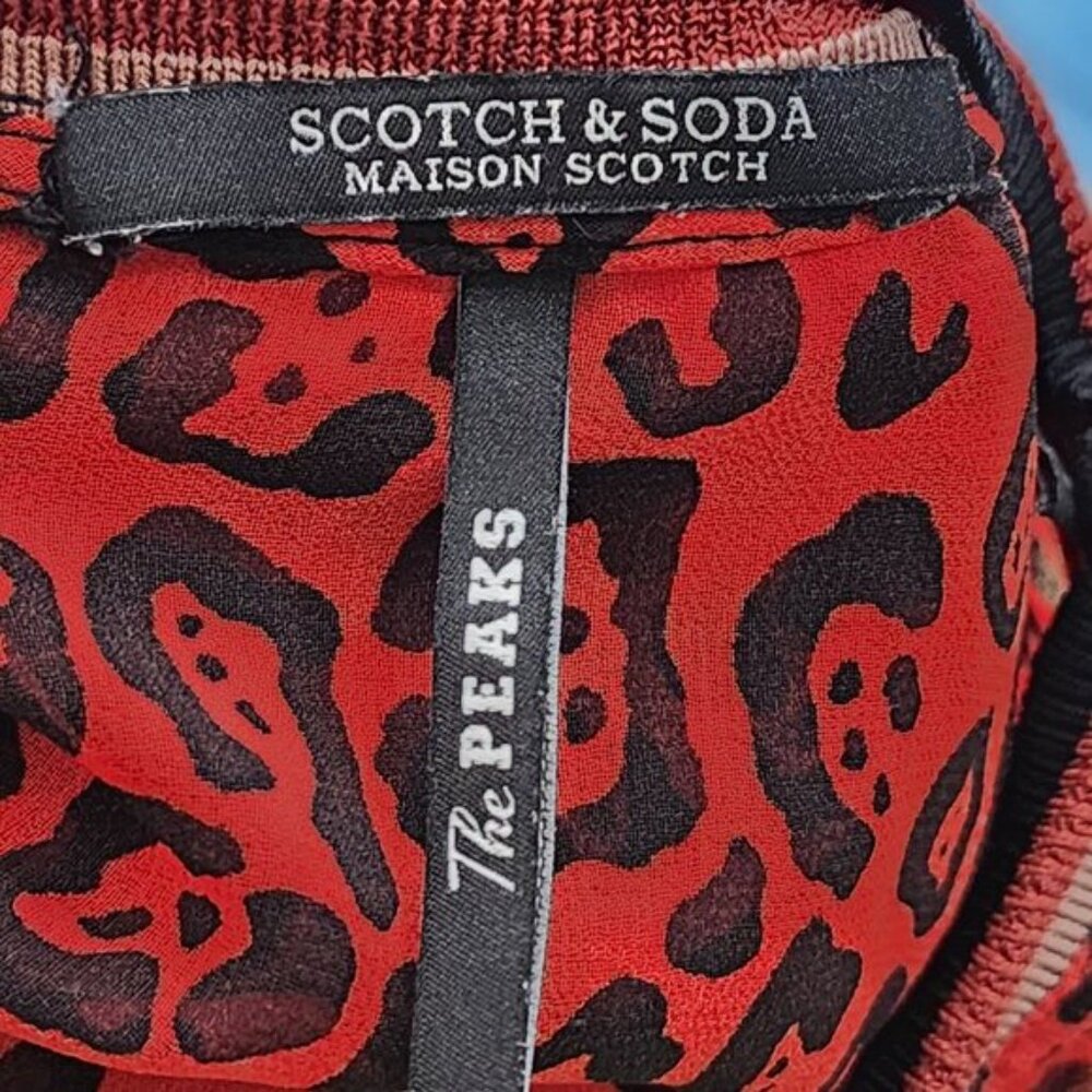 Scotch & Soda Red Leopard Print Sheer Flutter Cre… - image 4